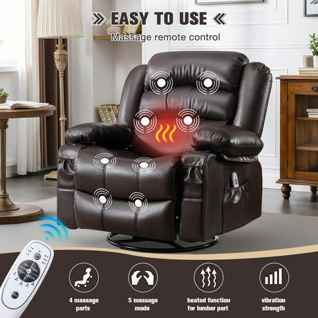 Manual Control Soft PU Leather Massage Recliner Chair - Driftwood - Omega Lifestyles