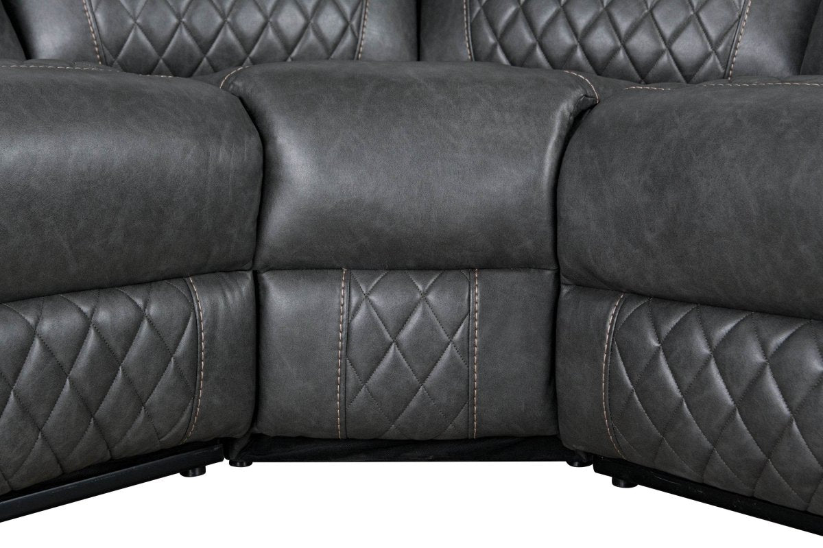 Manual Recliner Sofa With PU Upholstery And Cup Holders - Driftwood - Omega Lifestyles