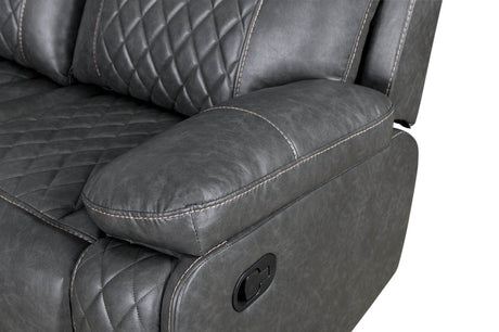 Manual Recliner Sofa With PU Upholstery And Cup Holders - Driftwood - Omega Lifestyles