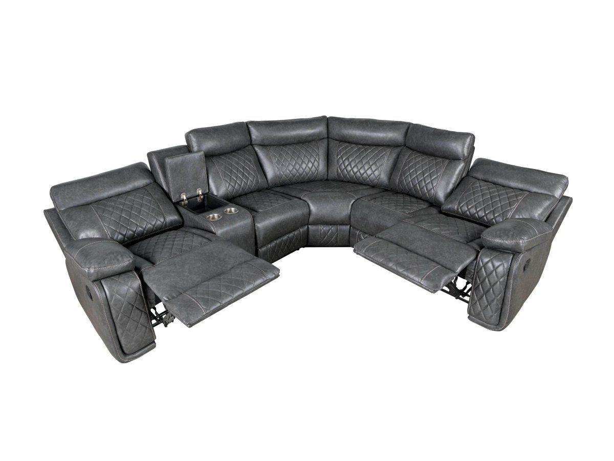 Manual Recliner Sofa With PU Upholstery And Cup Holders - Driftwood - Omega Lifestyles