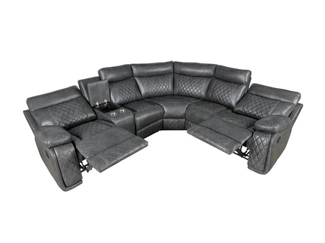 Manual Recliner Sofa With PU Upholstery And Cup Holders - Driftwood - Omega Lifestyles