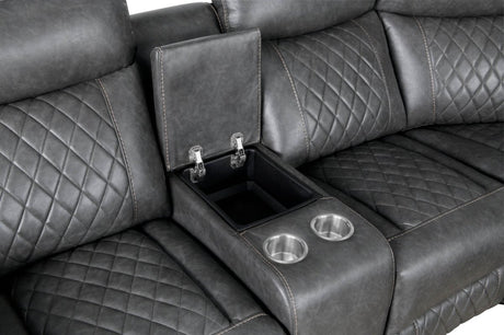 Manual Recliner Sofa With PU Upholstery And Cup Holders - Driftwood - Omega Lifestyles