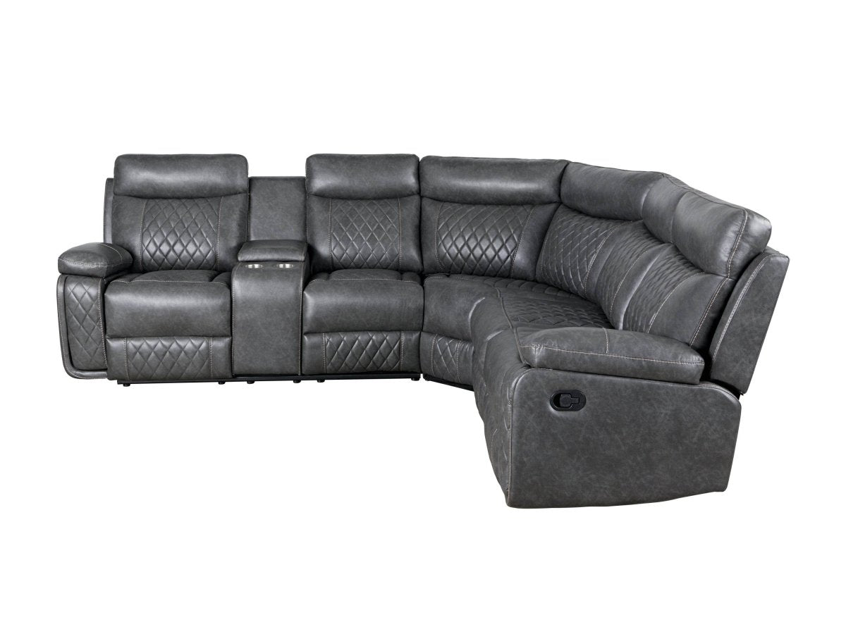 Manual Recliner Sofa With PU Upholstery And Cup Holders - Driftwood - Omega Lifestyles