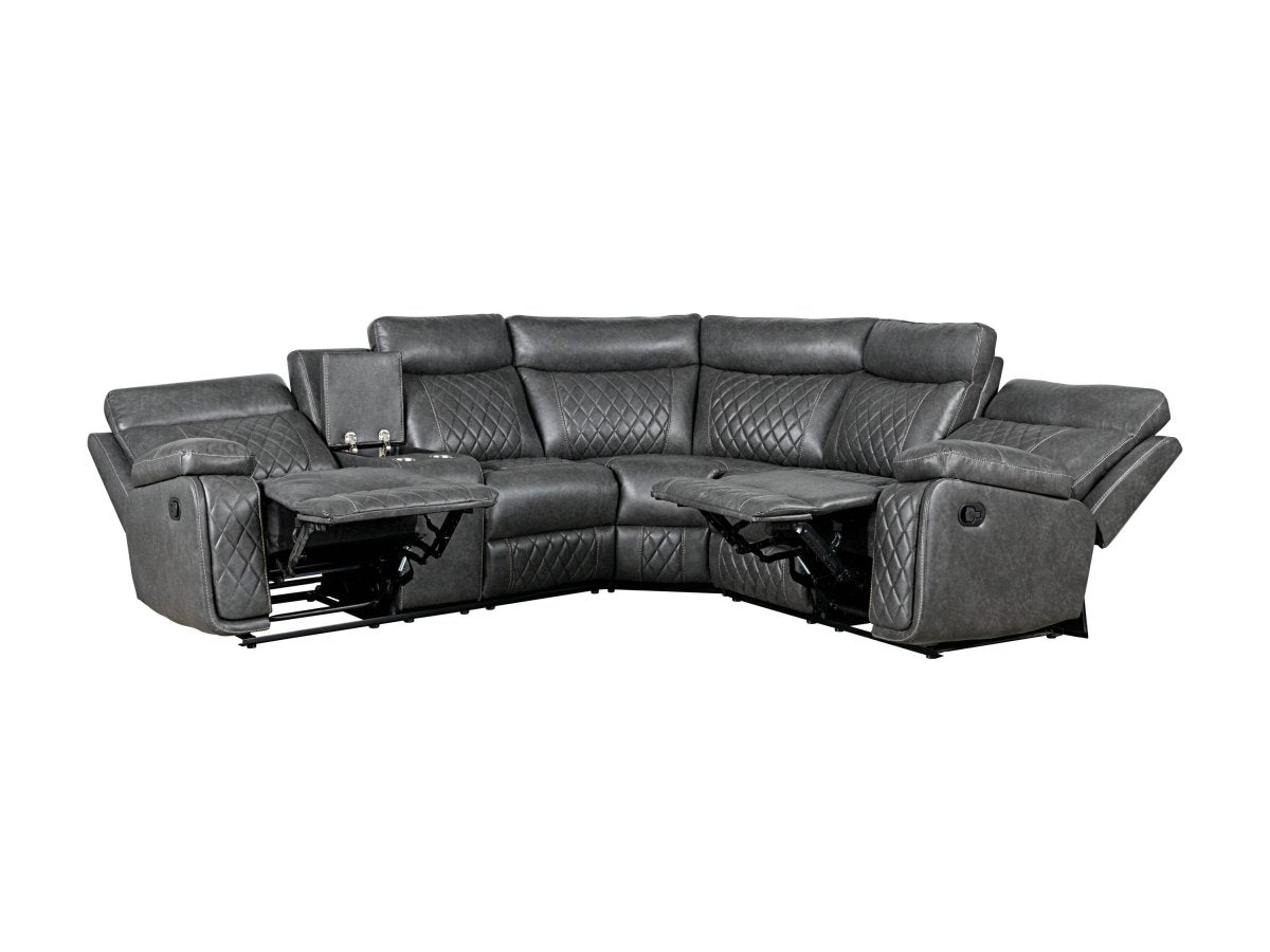 Manual Recliner Sofa With PU Upholstery And Cup Holders - Driftwood - Omega Lifestyles