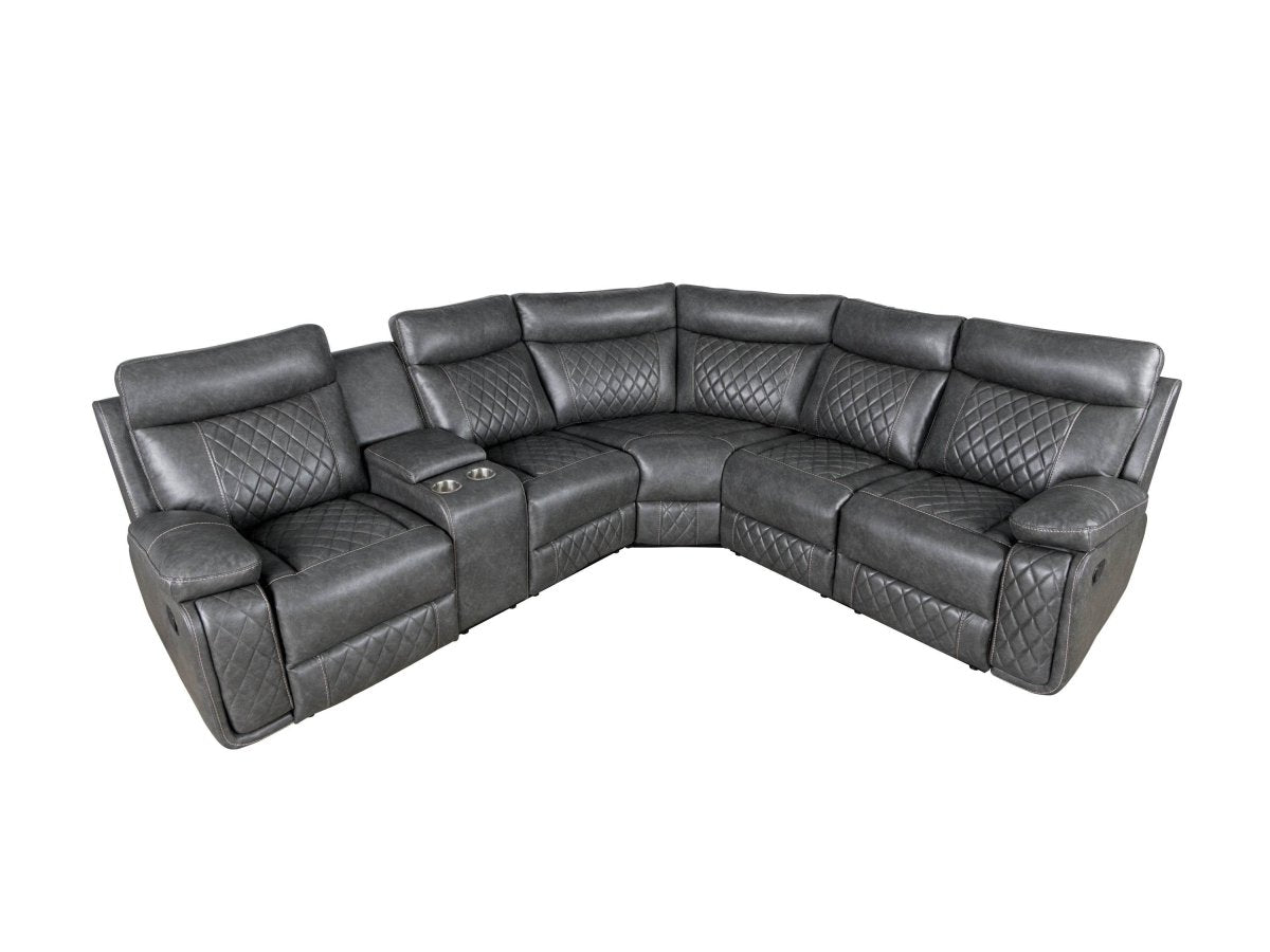 Manual Recliner Sofa With PU Upholstery And Cup Holders - Driftwood - Omega Lifestyles