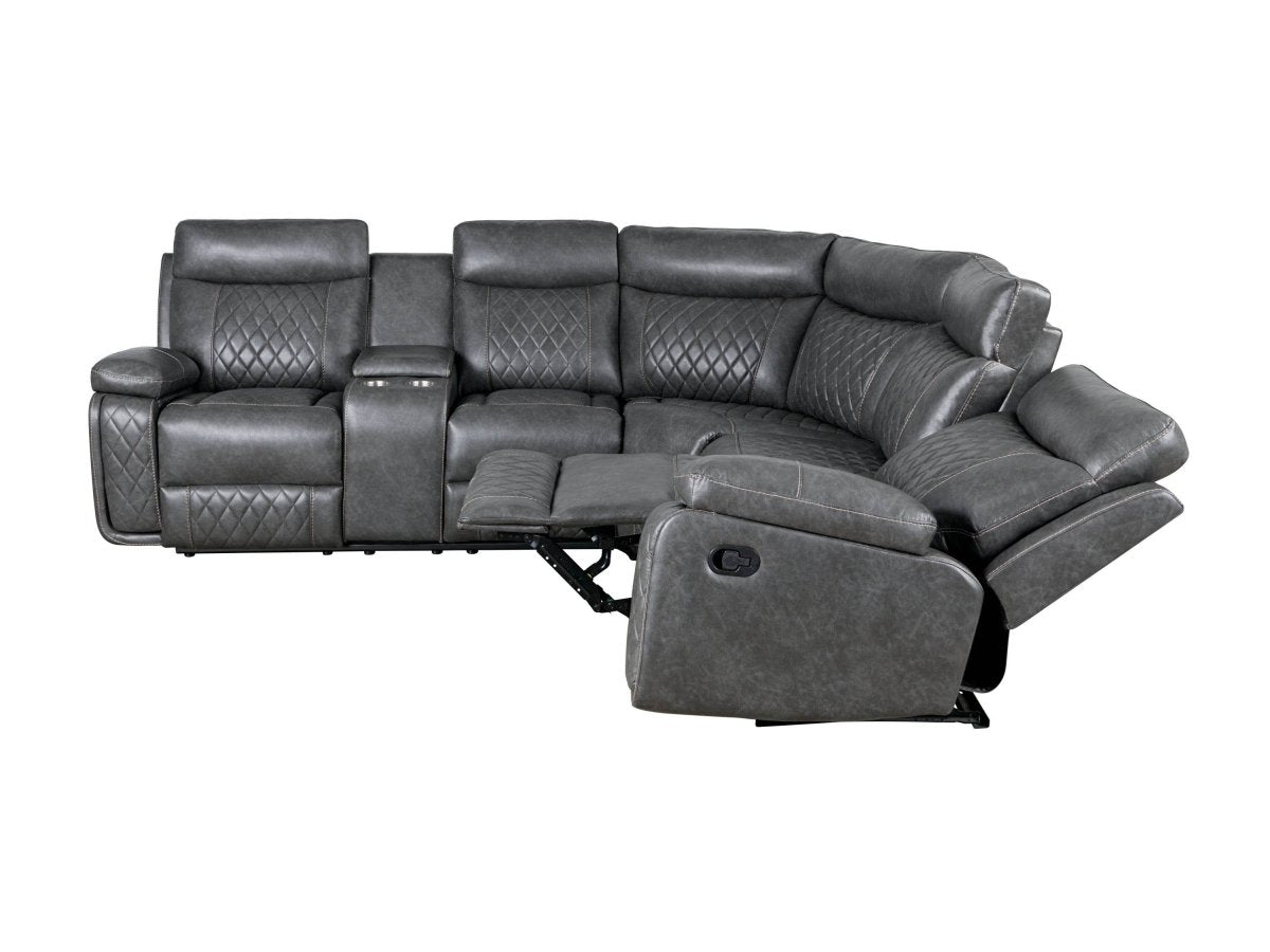 Manual Recliner Sofa With PU Upholstery And Cup Holders - Driftwood - Omega Lifestyles