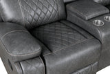 Manual Recliner Sofa With PU Upholstery And Cup Holders - Driftwood - Omega Lifestyles