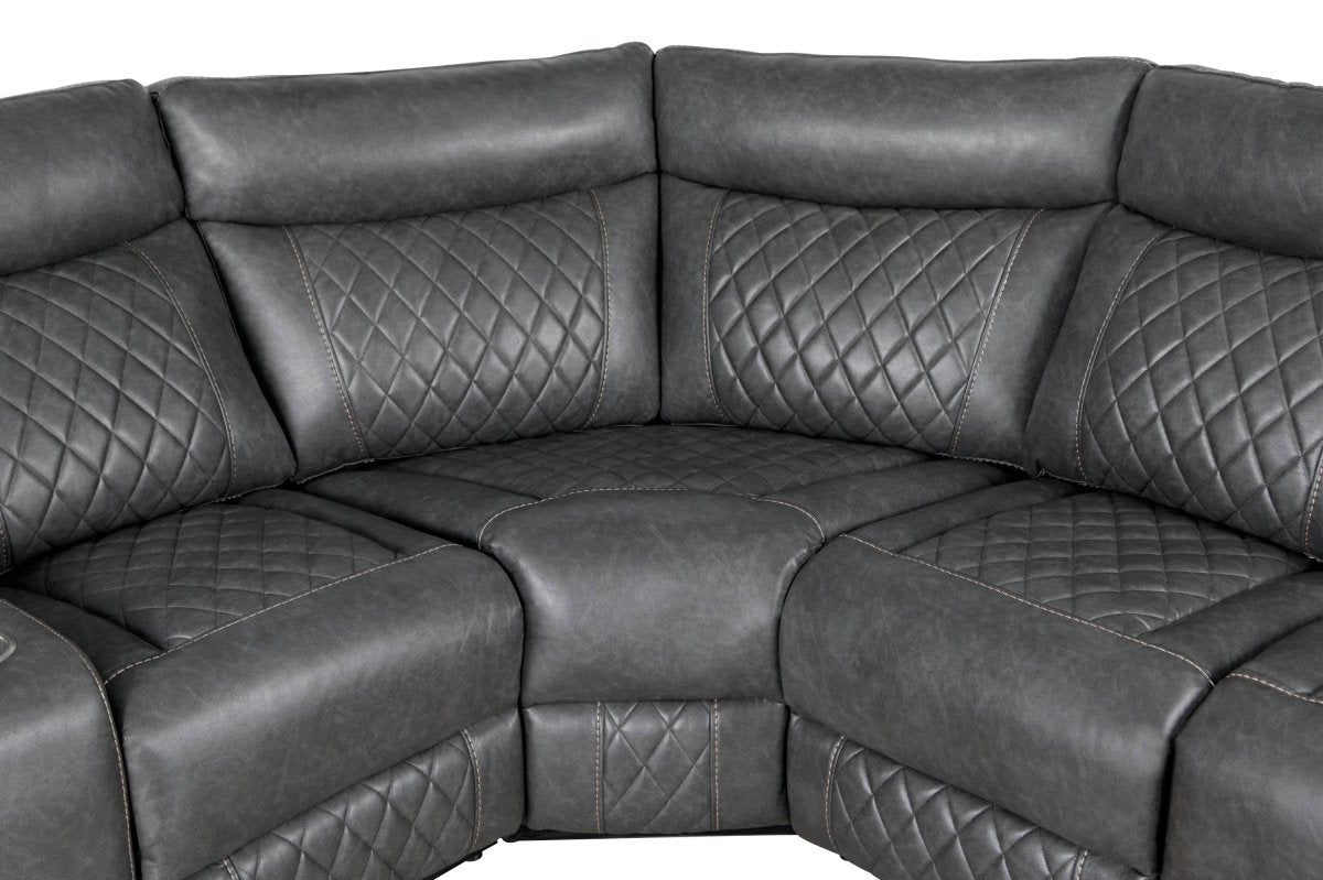 Manual Recliner Sofa With PU Upholstery And Cup Holders - Driftwood - Omega Lifestyles