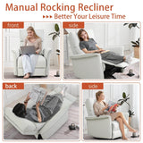 Manual Rocker Recliner Chair Gray Faux Leather Upholstered - Driftwood - Omega Lifestyles