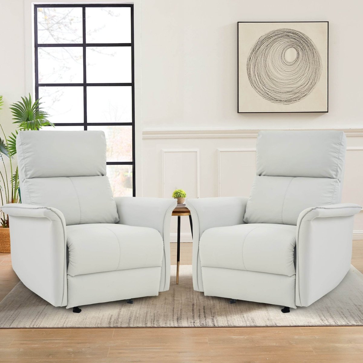 Manual Rocker Recliner Chair Gray Faux Leather Upholstered - Driftwood - Omega Lifestyles