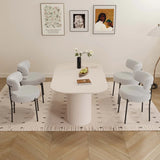 Medieval Modern Cream MDF Dining Table With Cushioned Chairs - Omega Lifestyles