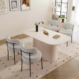 Medieval Modern Cream MDF Dining Table With Cushioned Chairs - Omega Lifestyles