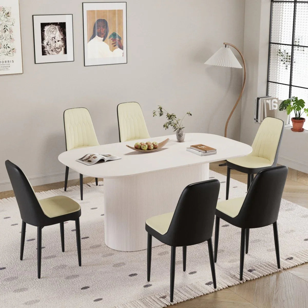 Medieval Modern MDF Dining Table And PU Chair Set - Omega Lifestyles