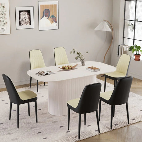 Medieval Modern MDF Dining Table And PU Chair Set - Omega Lifestyles