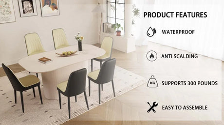 Medieval Modern MDF Dining Table And PU Chair Set - Omega Lifestyles