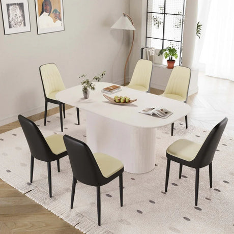 Medieval Modern MDF Dining Table And PU Chair Set - Omega Lifestyles