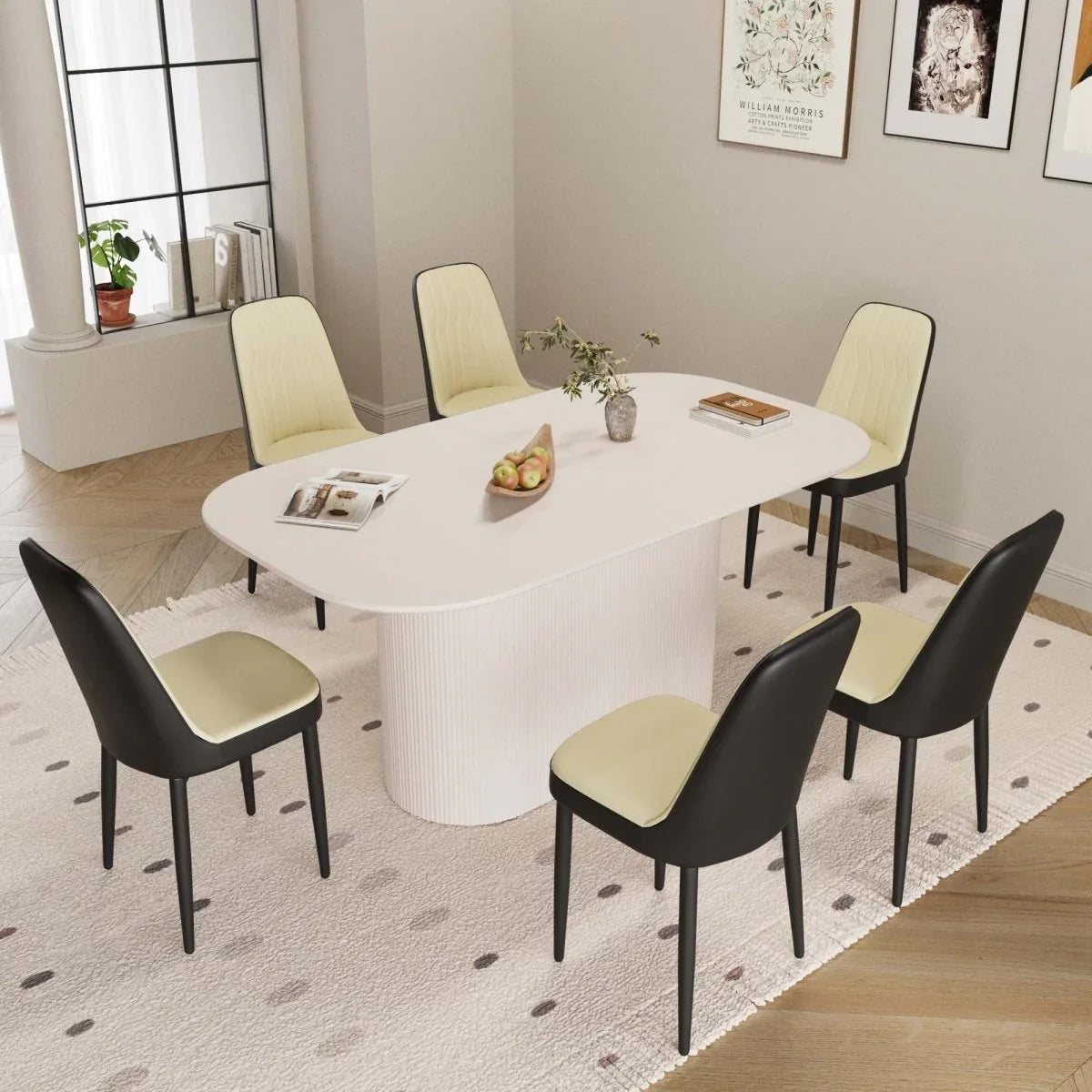 Medieval Modern MDF Dining Table And PU Chair Set - Omega Lifestyles