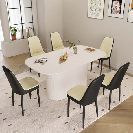 Medieval Modern MDF Dining Table And PU Chair Set - Omega Lifestyles