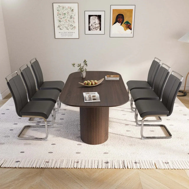 Medieval Modern MDF Dining Table With PU Armless Chairs Set - Omega Lifestyles