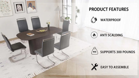 Medieval Modern MDF Dining Table With PU Armless Chairs Set - Omega Lifestyles