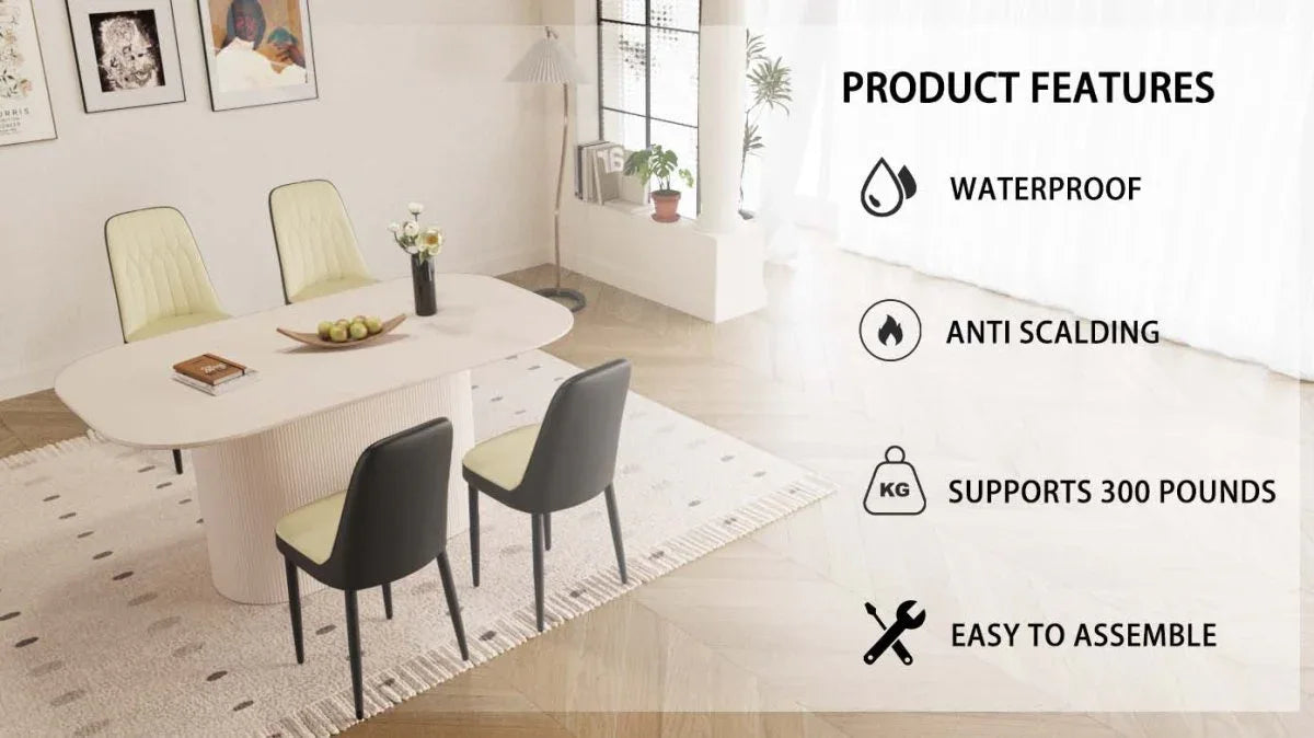 Medieval Modern MDF Dining Table With PU Chairs Set - Omega Lifestyles