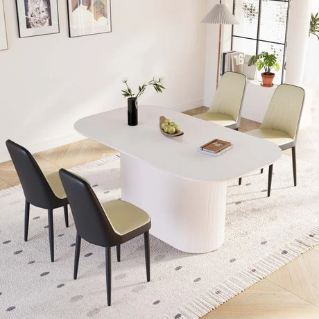 Medieval Modern MDF Dining Table With PU Chairs Set - Omega Lifestyles