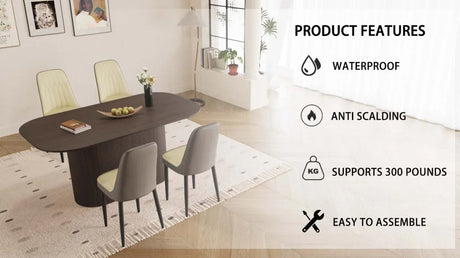 Medieval Modern MDF Dining Table With PU Chairs Set - Omega Lifestyles