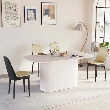 Medieval Modern MDF Dining Table With PU Chairs Set - Omega Lifestyles