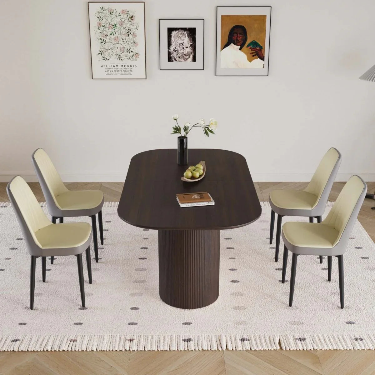 Medieval Modern MDF Dining Table With PU Chairs Set - Omega Lifestyles