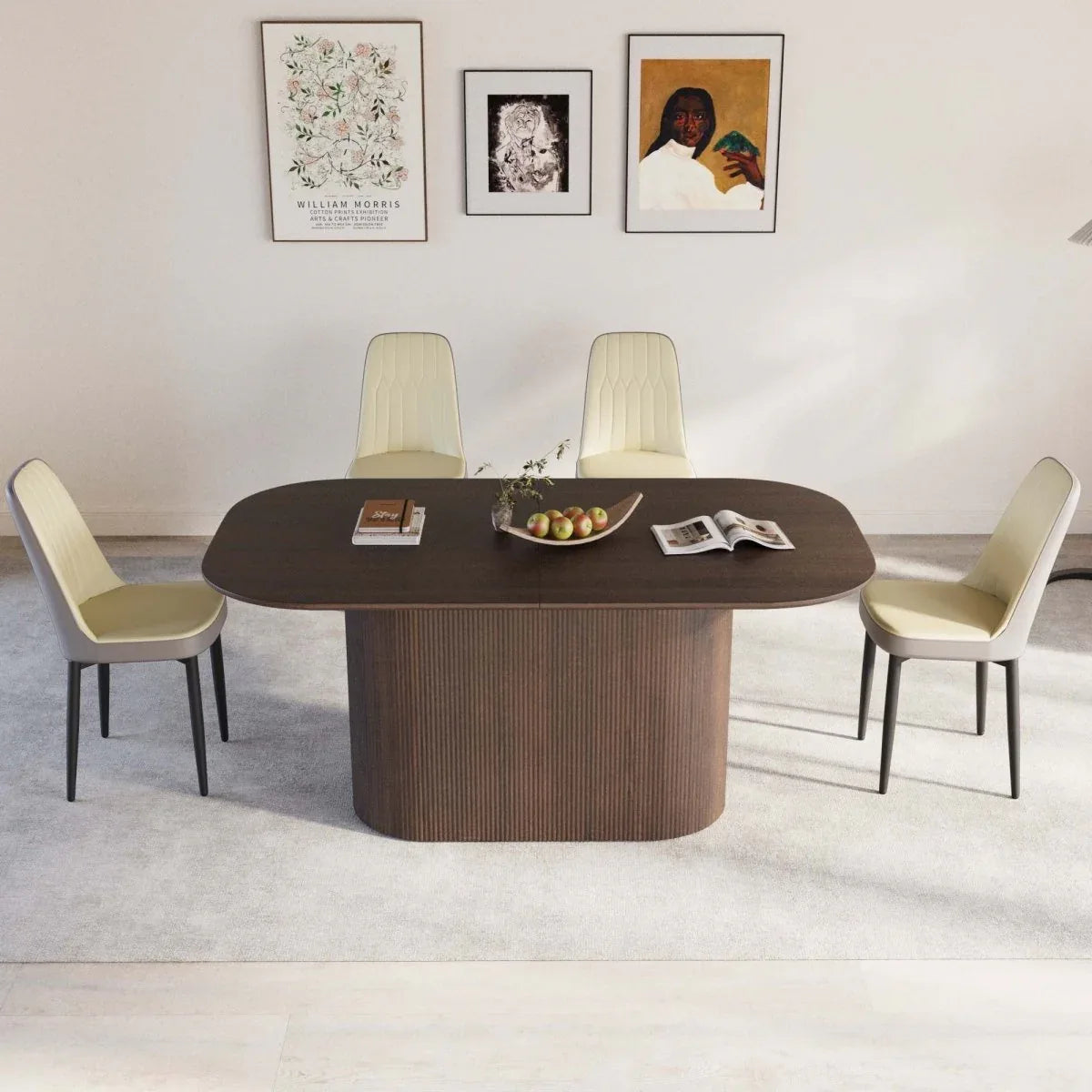 Medieval Modern MDF Dining Table With PU Chairs Set - Omega Lifestyles