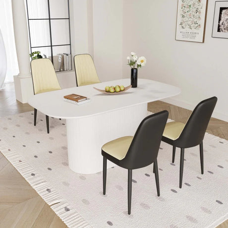 Medieval Modern MDF Dining Table With PU Chairs Set - Omega Lifestyles
