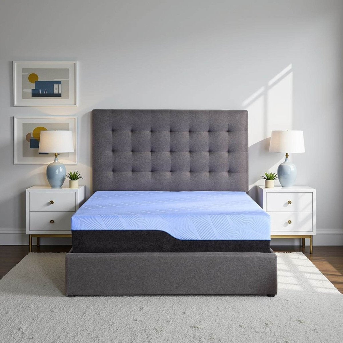 Medium 12 - Inch Plush Hybrid California King Mattress - Driftwood - Omega Lifestyles