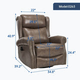 Medium - Firm Genuine Leather Heat Massage Recliner Chair - Driftwood - Omega Lifestyles