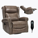 Medium - Firm Genuine Leather Heat Massage Recliner Chair - Driftwood - Omega Lifestyles