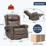 Medium - Firm Genuine Leather Heat Massage Recliner Chair - Driftwood - Omega Lifestyles