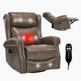 Medium - Firm Genuine Leather Heat Massage Recliner Chair - Driftwood - Omega Lifestyles