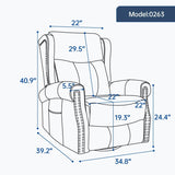 Medium - Firm Genuine Leather Heat Massage Recliner Chair - Driftwood - Omega Lifestyles