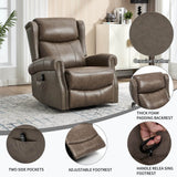 Medium - Firm Genuine Leather Heat Massage Recliner Chair - Driftwood - Omega Lifestyles