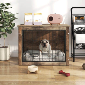 Medium Wooden Dog Crate Furniture With Double Doors - Omega Lifestyles
