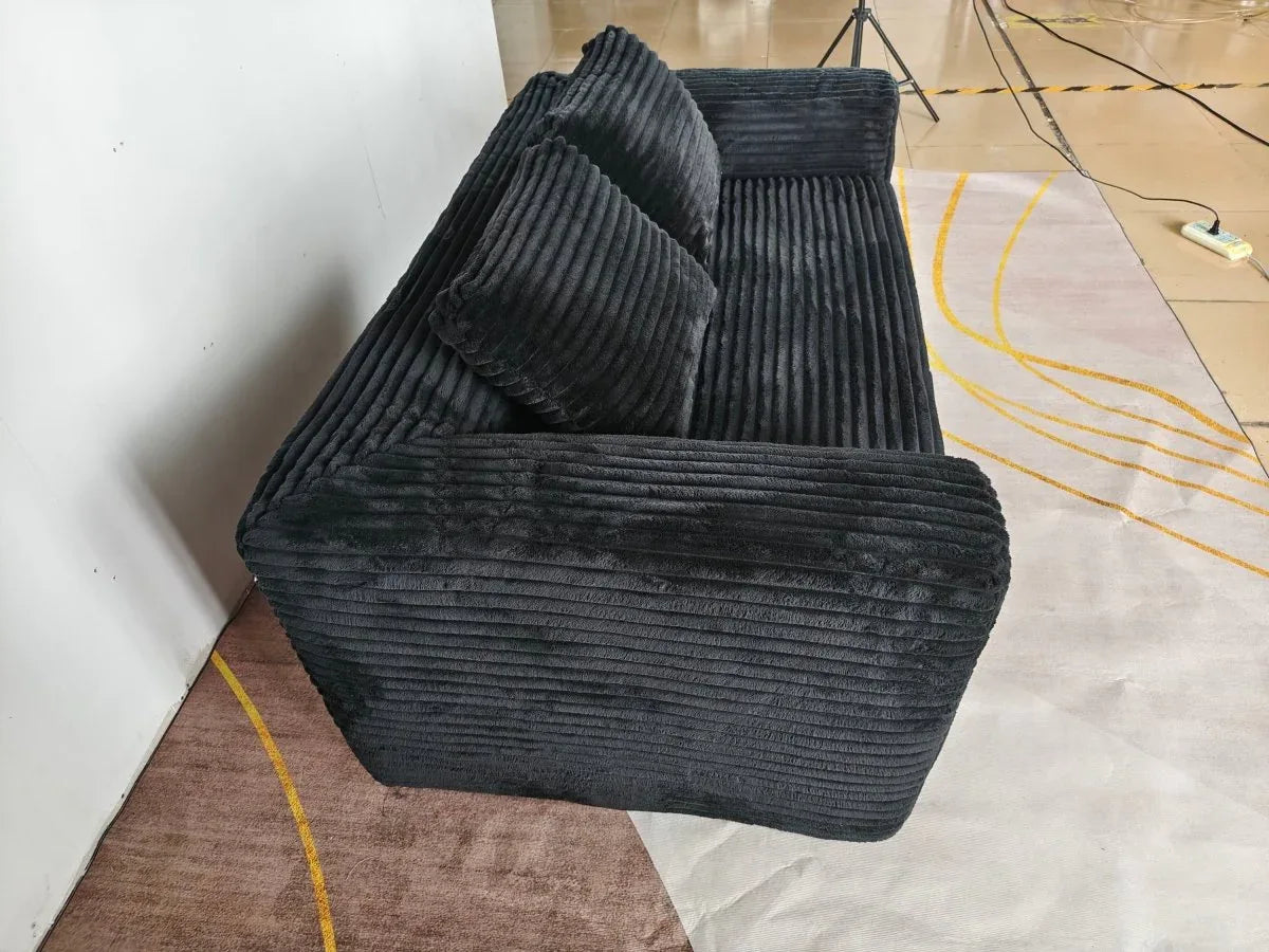 Memory Foam Corduroy Boneless Loveseat Sofa With Rolled Arms - Omega Lifestyles