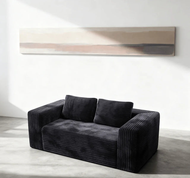 Memory Foam Corduroy Boneless Loveseat Sofa With Rolled Arms - Omega Lifestyles