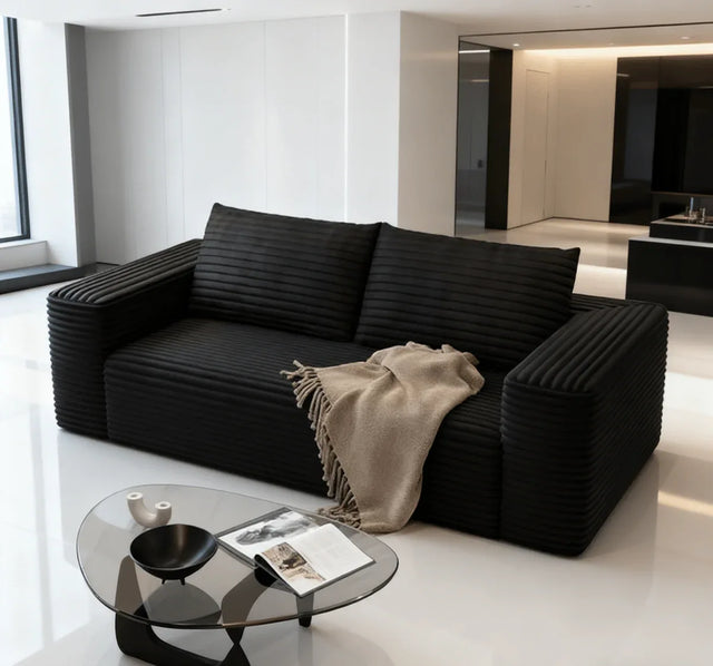 Memory Foam Corduroy Boneless Loveseat Sofa With Rolled Arms - Omega Lifestyles