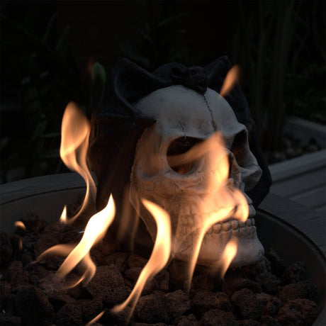 Metal Demon Skull Gas Log Fire Pit Accessory - Driftwood - Omega Lifestyles