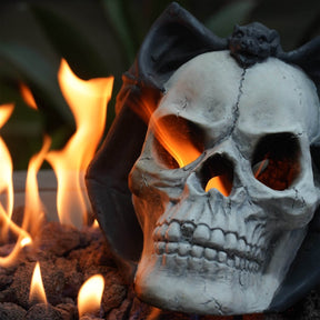 Metal Demon Skull Gas Log Fire Pit Accessory - Omega Lifestyles