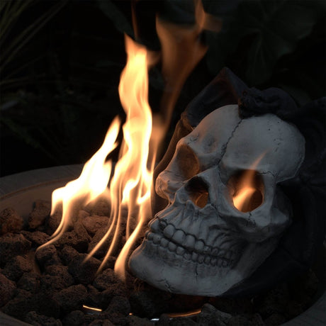 Metal Demon Skull Gas Log Fire Pit Accessory - Driftwood - Omega Lifestyles