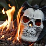 Metal Demon Skull Gas Log Fire Pit Accessory - Driftwood - Omega Lifestyles