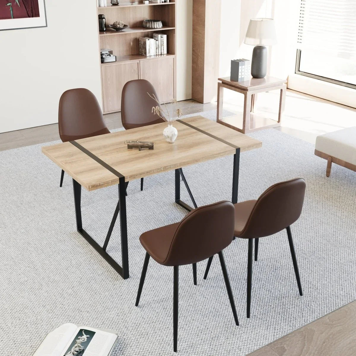 Mid Century MDF Wood Dining Table And Chairs Set - Omega Lifestyles