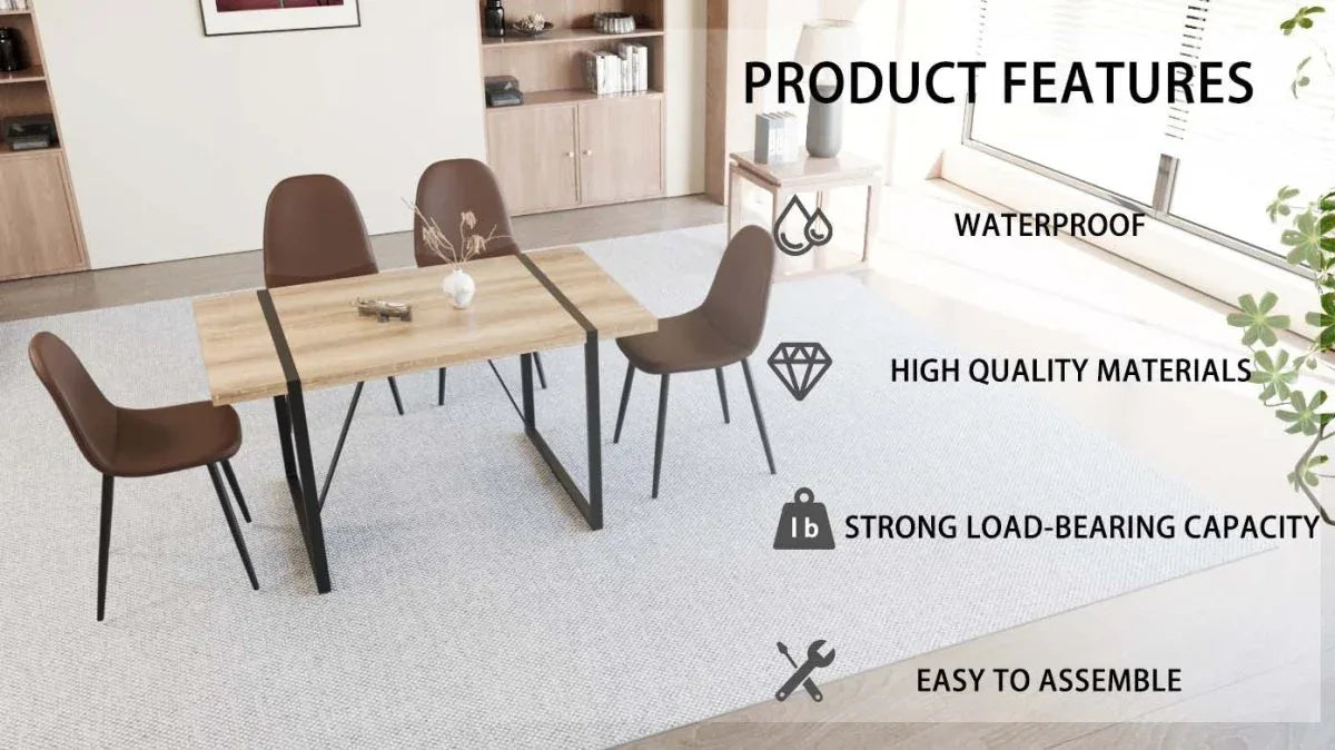 Mid Century MDF Wood Dining Table And Chairs Set - Omega Lifestyles