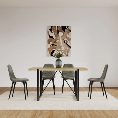 Mid-Century Modern MDF 5-Piece Dining Table Chair Set - Omega Lifestyles