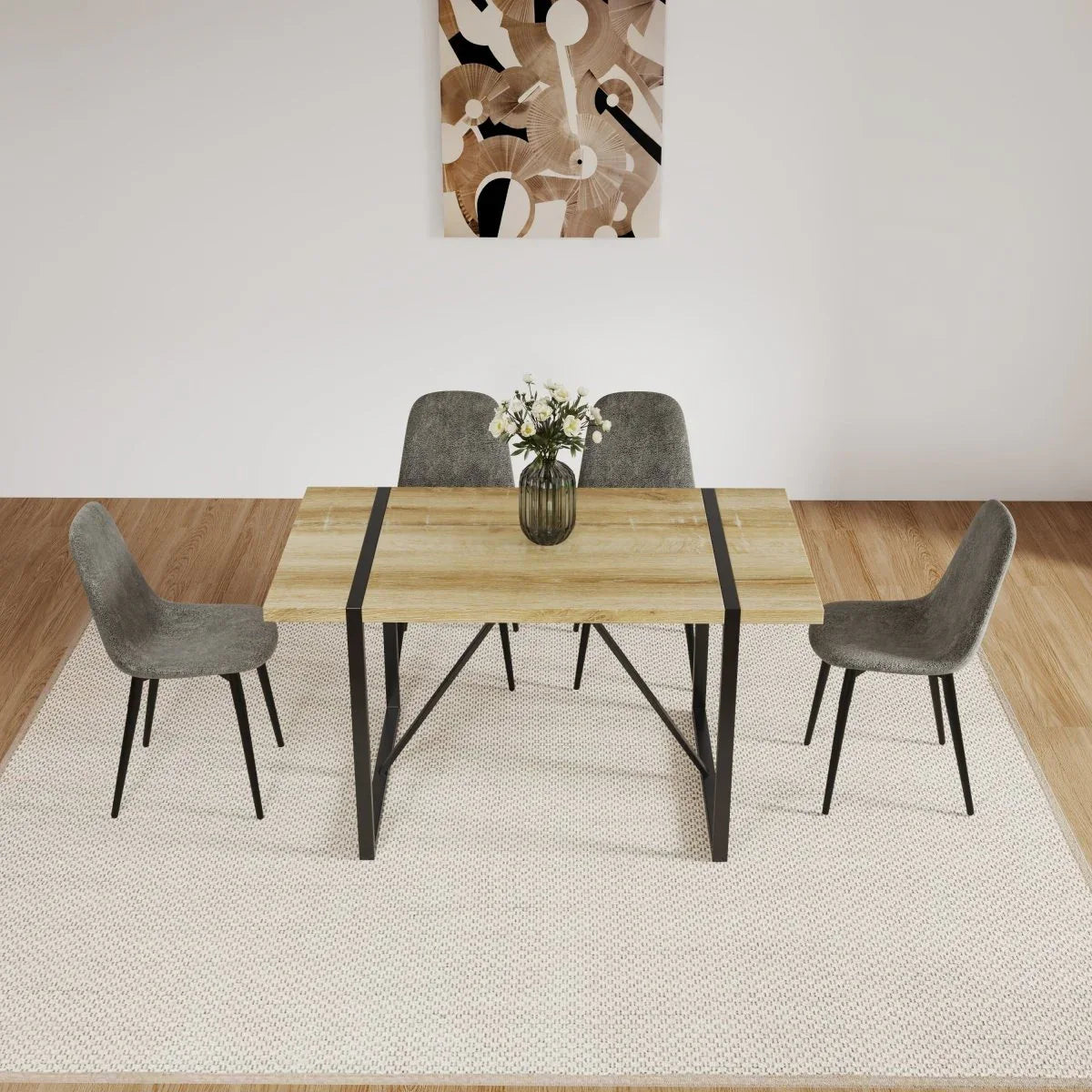 Mid-Century Modern MDF 5-Piece Dining Table Chair Set - Omega Lifestyles
